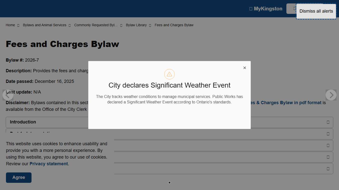 Fees and Charges Bylaw City of Kingston