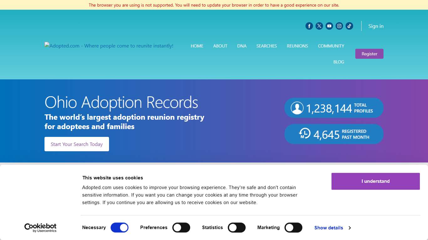 Ohio Adoption Reunion Registry Search with no Records